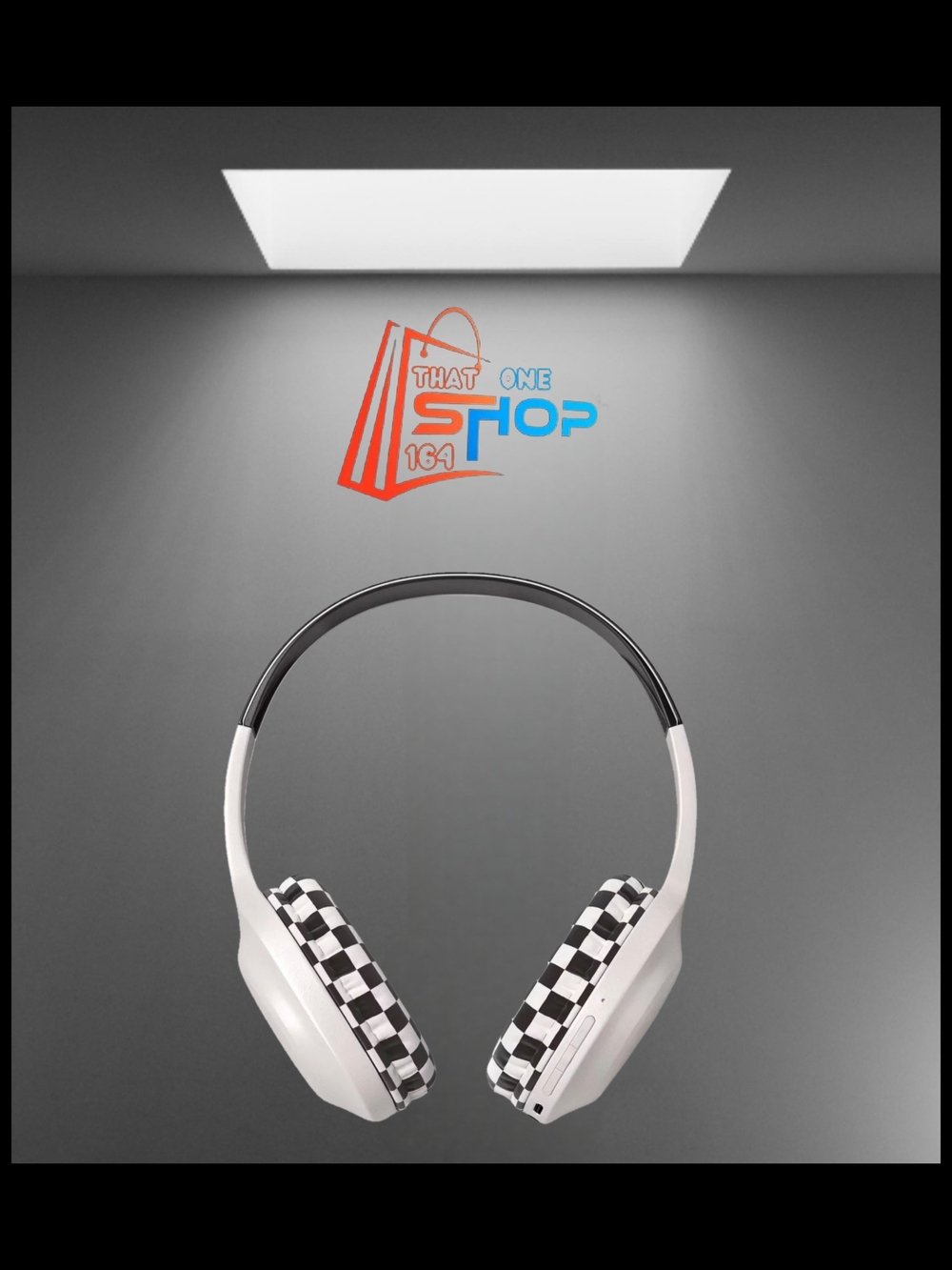 heyday White On-Ear Headphones with Brown-and-White Check Cushions